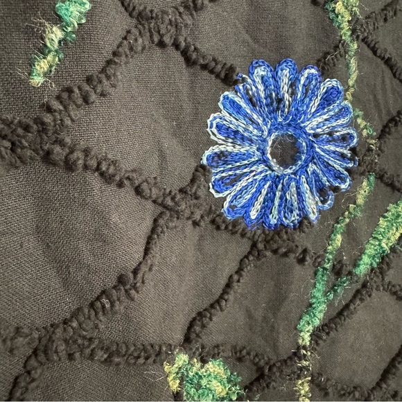 Vintage Roaman's Black Jacket Vibrant Floral Embroidery Yellow Blue Pink Large - Picture 13 of 16